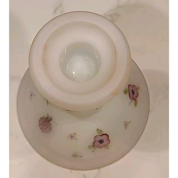Fenton Glass Berries & Blossoms Candlestick Holder Satin Custard Only (1) 6" - Picture 8 of 11